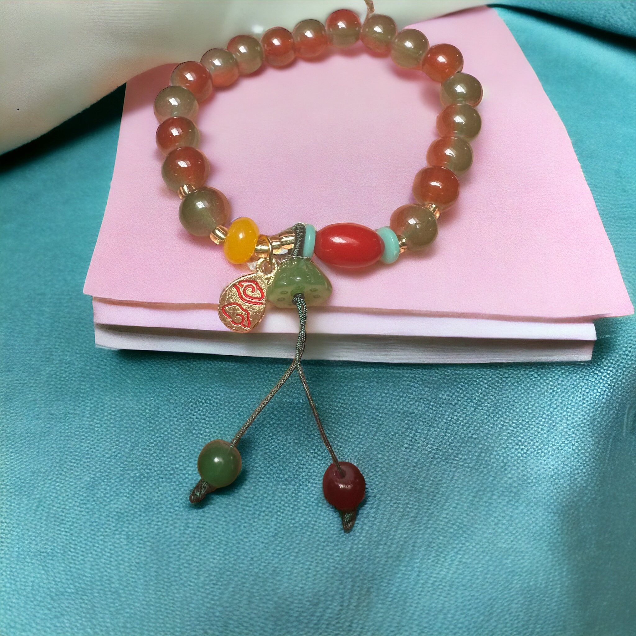 India Agaat Armband met Geluksbedel