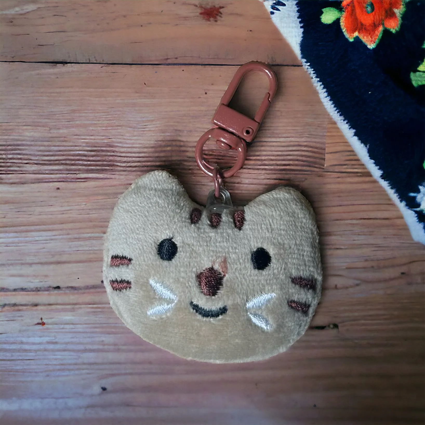 Stoffige Sleutelhanger met Kat Hoofdje