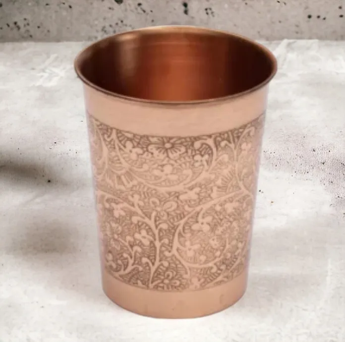 Koperen Drinkbeker Bloempatroon