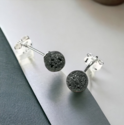 Lavasteen oorbellen zilver
