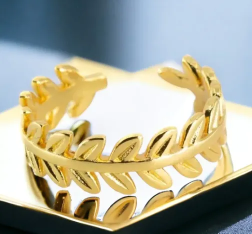 Verstelbare Ring Lauwerkrans Goudkleurig