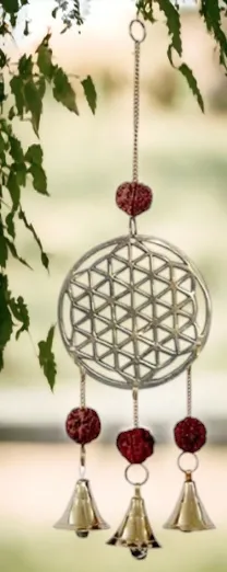 Windbel Bloem des Levens met Rudraksha zaden