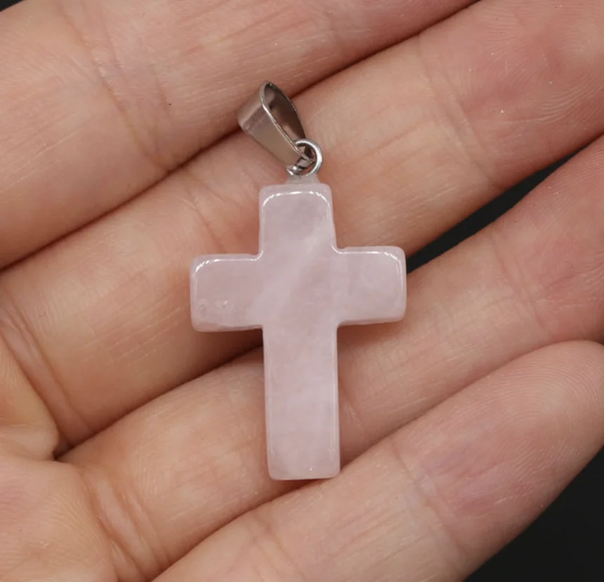 Rozenkwarts Kruisvormige Ketting Hanger