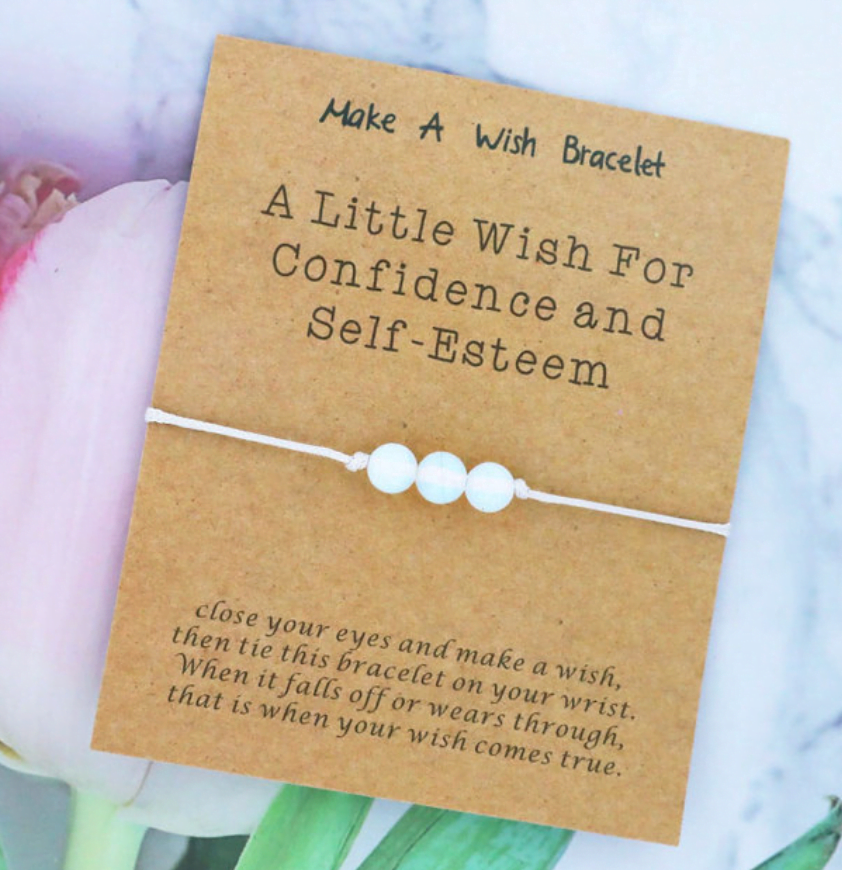 Grijze Wens Armband met Opal Kralen