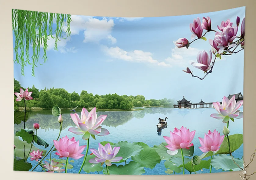 Tuinposter met lotusbloemen