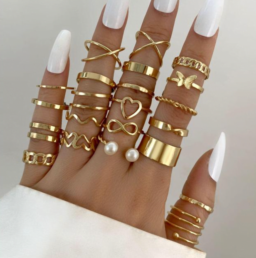 Goudkleurige Ringen Set van 22 stuks