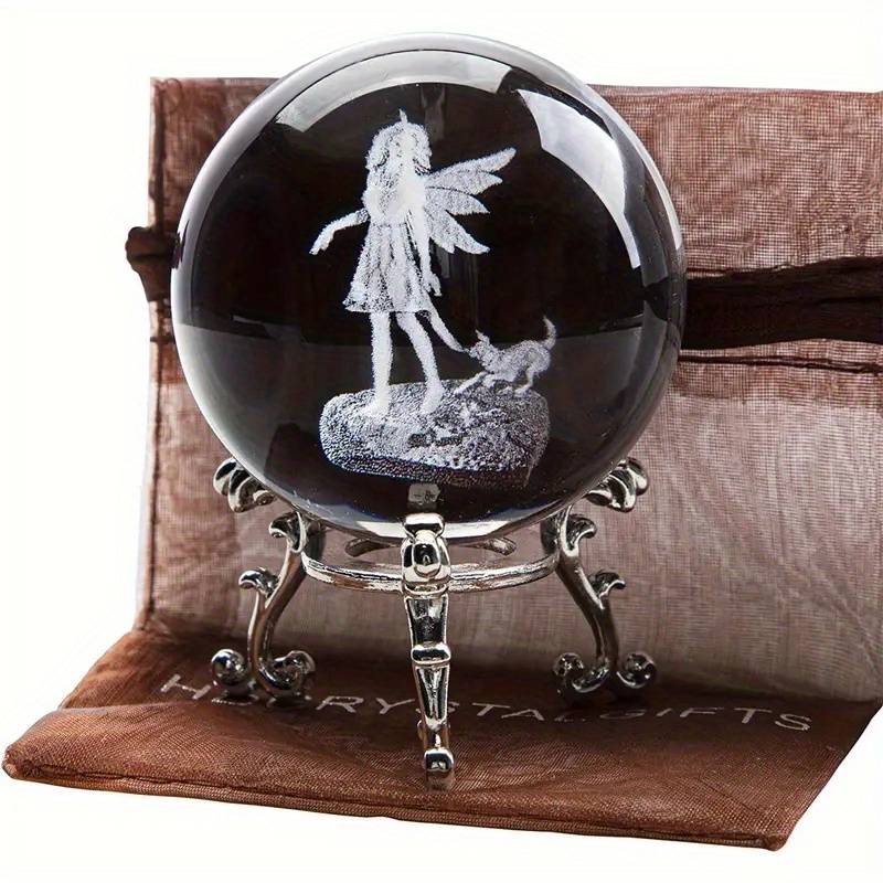 Kristallen Bol met fee en hond afbeelding