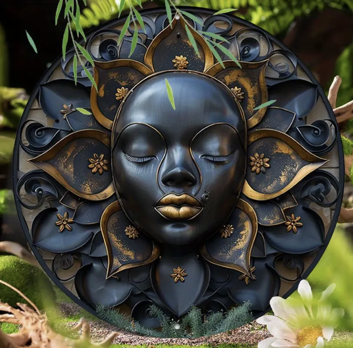 Gouden Masker Aluminium Wandkunst